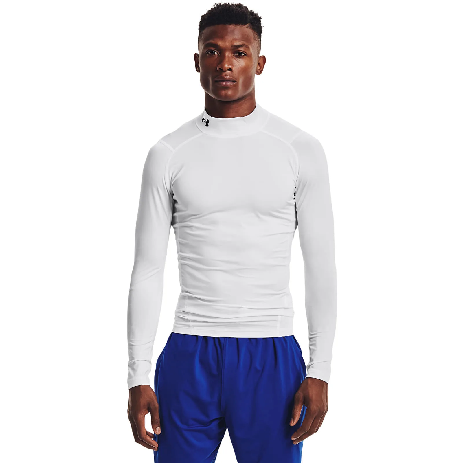 Мъжка тениска Under Armour Hg Comp Mock бяла/черна – White|Black – Мъжки тениски с къс ръкав