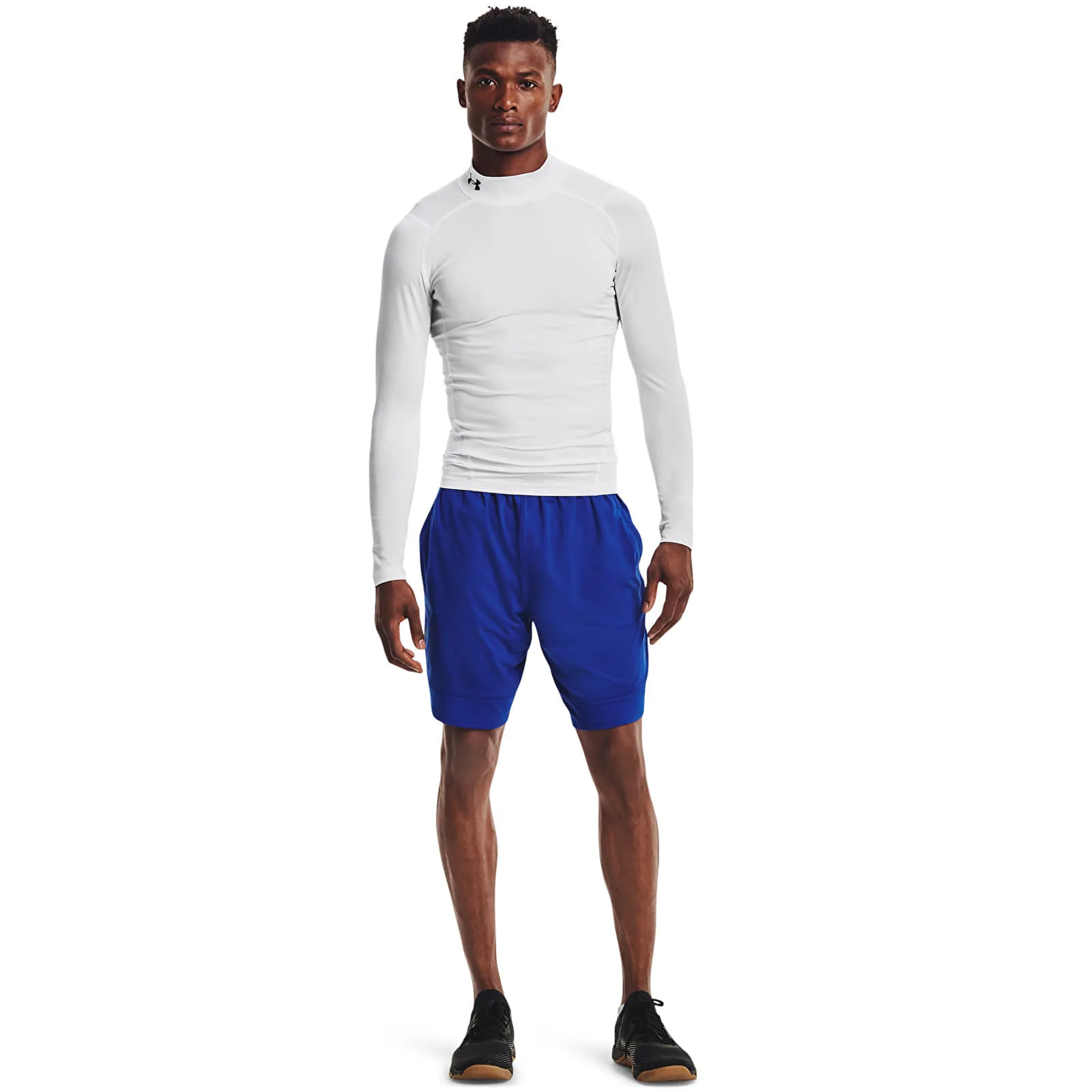 Мъжка тениска Under Armour Hg Comp Mock бяла/черна – White|Black – Мъжки тениски с къс ръкав