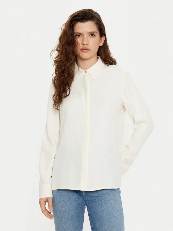 Дамска риза Tommy Hilfiger WW0WW44045 бежова – Дамски ежедневни ризи