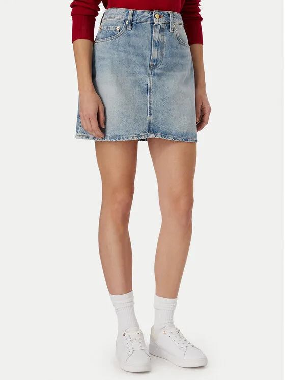 Tommy Hilfiger Дънкова пола WW0WW50007 Син Regular Fit – Дамски дънкови поли