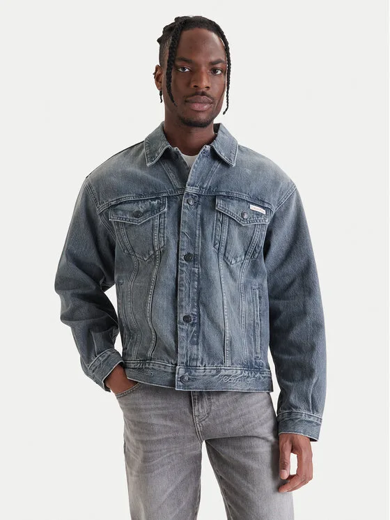 Мъжко дънково яке Calvin Klein Jeans сиво – Мъжки дънкови якета