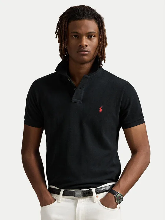 Polo Ralph Lauren Тениска с яка и копчета Core Replen 710782592 Черен Custom Slim Fit – Мъжки поло тениски