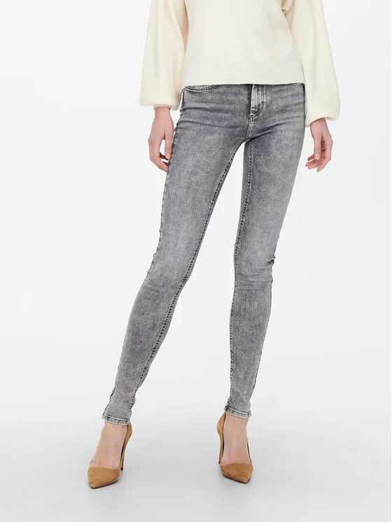 ONLY Дънки 15245366 Сив Skinny Fit – Дамски skinny дънки