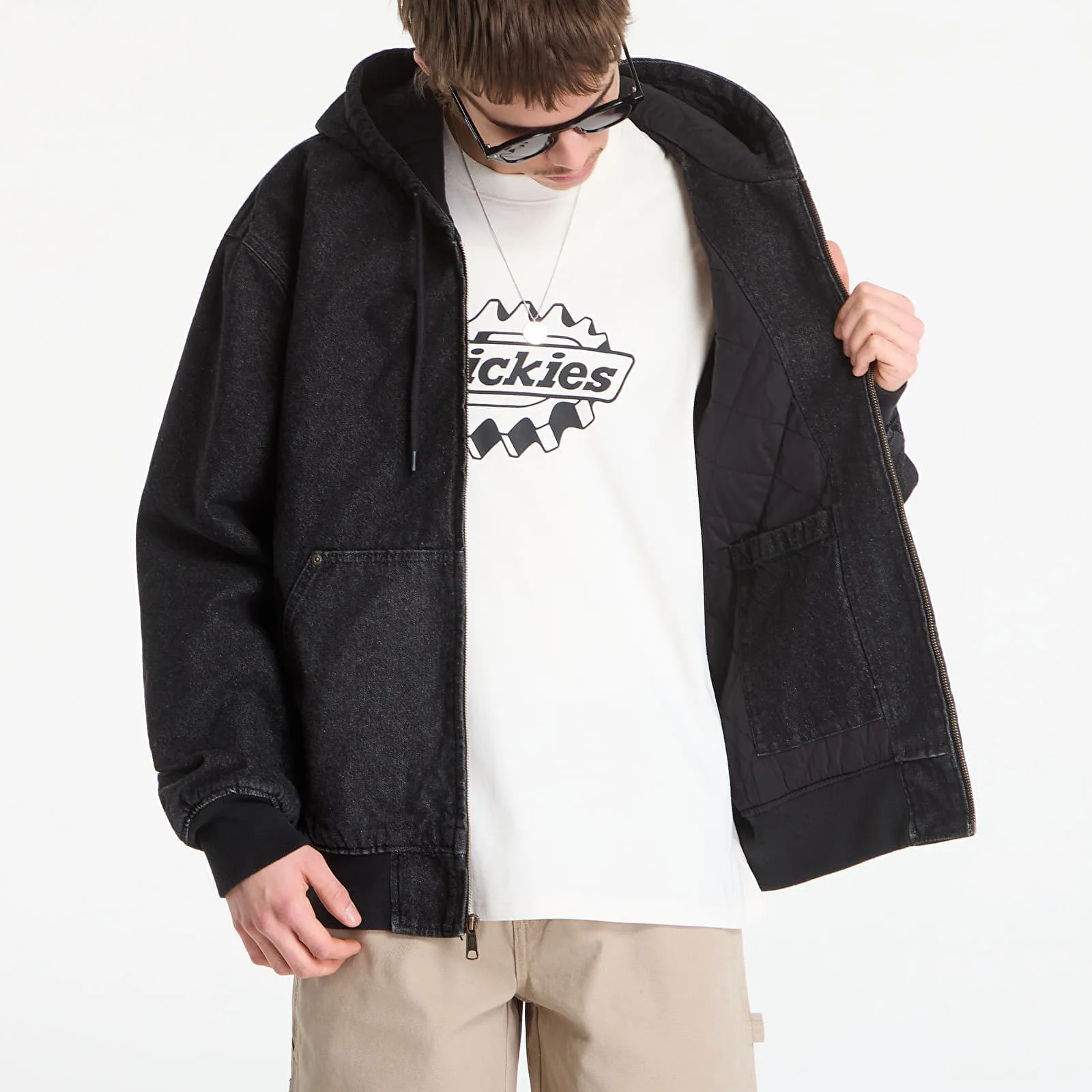 Bomber Dickies Lined Denim Hooded Bomber Black Wsh Faded M – Мъжки якета и палта