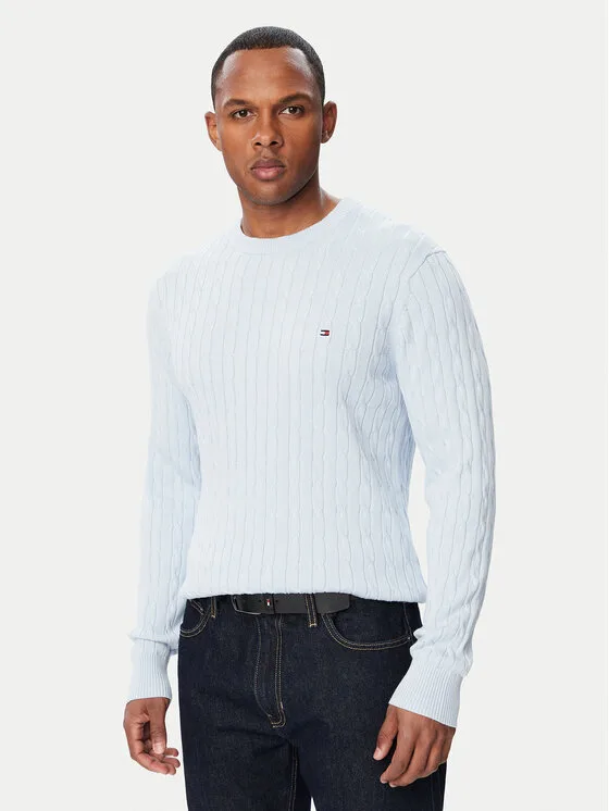Tommy Hilfiger Пуловер Classic MW0MW33132 Светлосин Regular Fit – Мъжки пуловери и жилетки