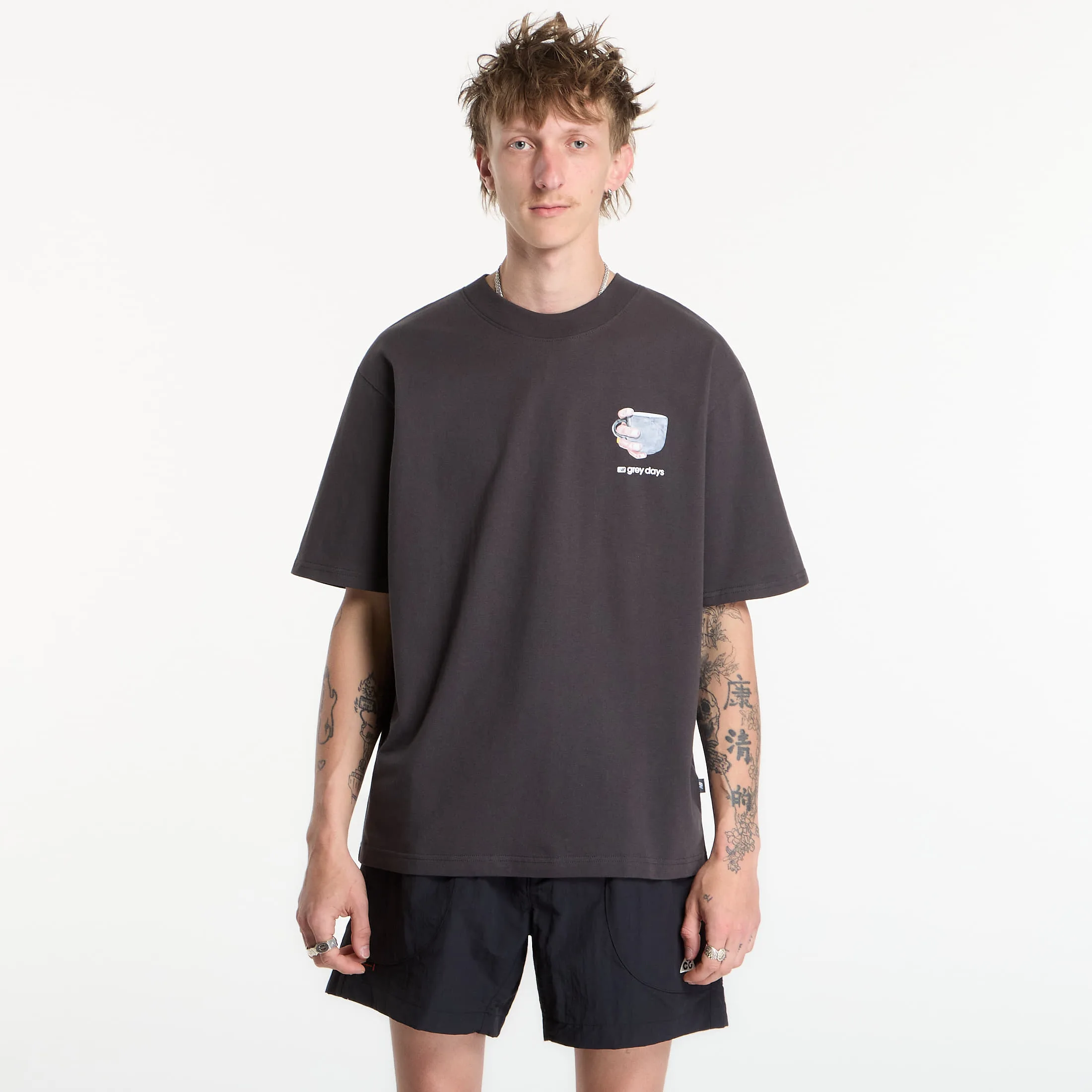 Тениска New Balance Grey Days Coffee Oversized T-Shirt Black Cement L – Мъжки тениски