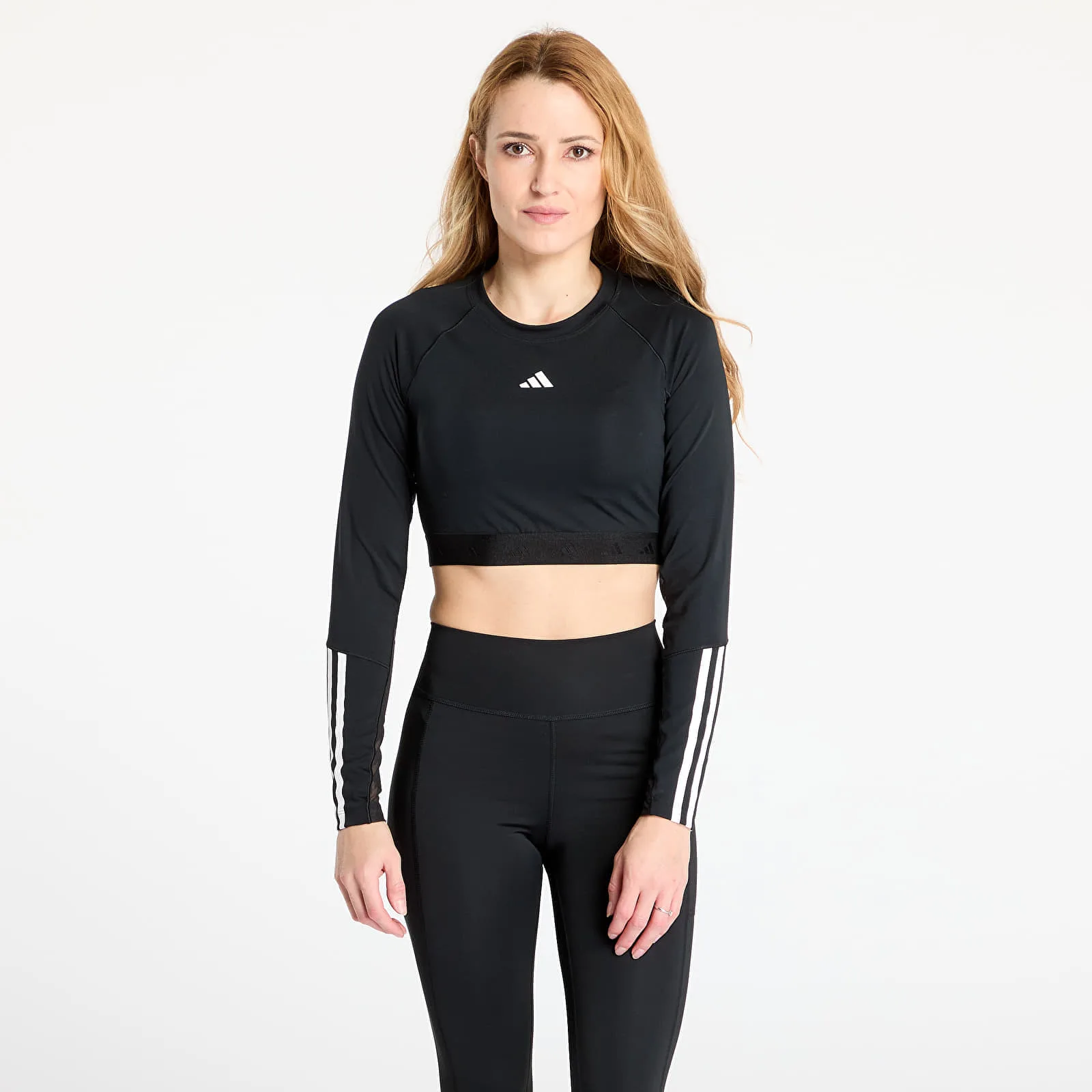 Дамска блуза с дълъг ръкав adidas Performance Hyperglam Training черна – Black|White – Дамски блузи
