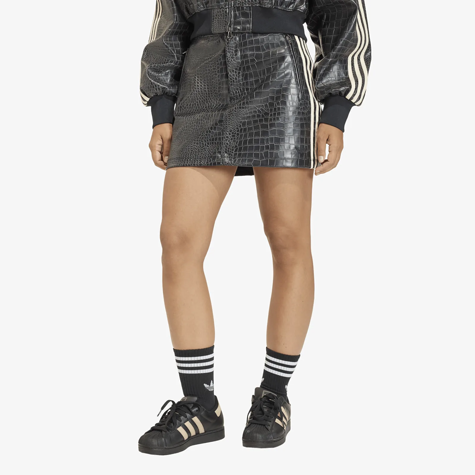 Дамска пола adidas Originals Pleather Mini черна – Black – Дамски миди поли
