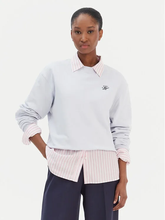 Tommy Hilfiger Суитшърт Script WW0WW49418 Светлосиньо Regular Fit – Дамски суитшърти без цип