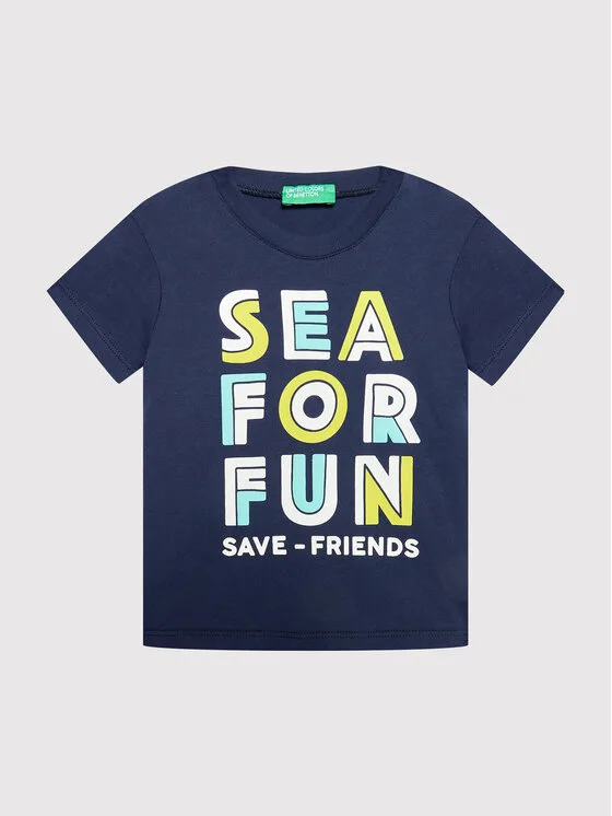 United Colors Of Benetton Тишърт 3096C15AY Тъмносин Regular Fit – Мъжки тениски