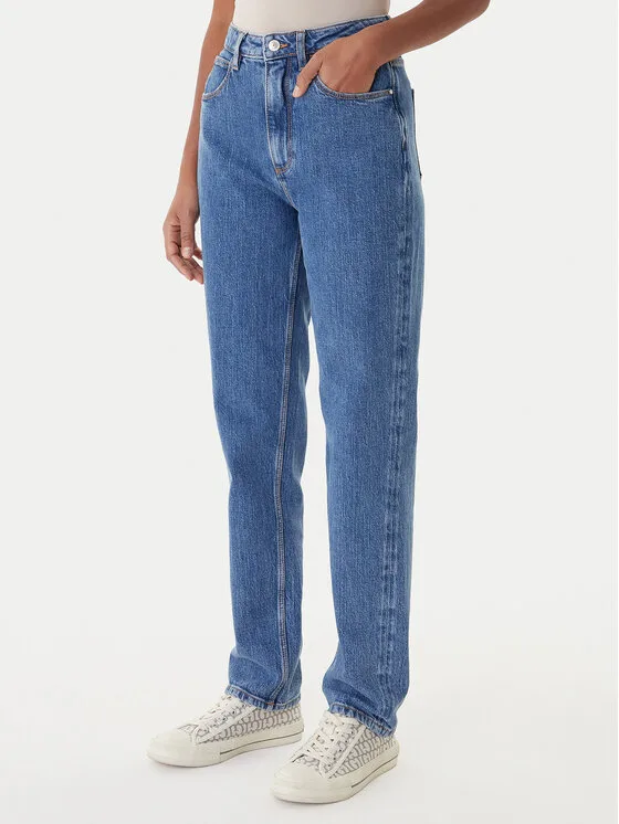 Guess Дънки W2YA21 D4NH5 Син Mom Fit – Дамски boyfriend дънки