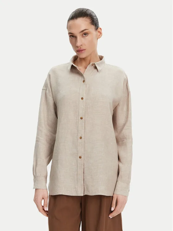 Barbour Риза Hampton LSH1596SN31 Бежов Relaxed Fit – Дамски ежедневни ризи