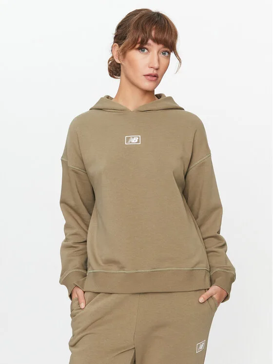 Дамски суитшърт New Balance Essentials French Terry зелен – Дамски суитшърти без цип