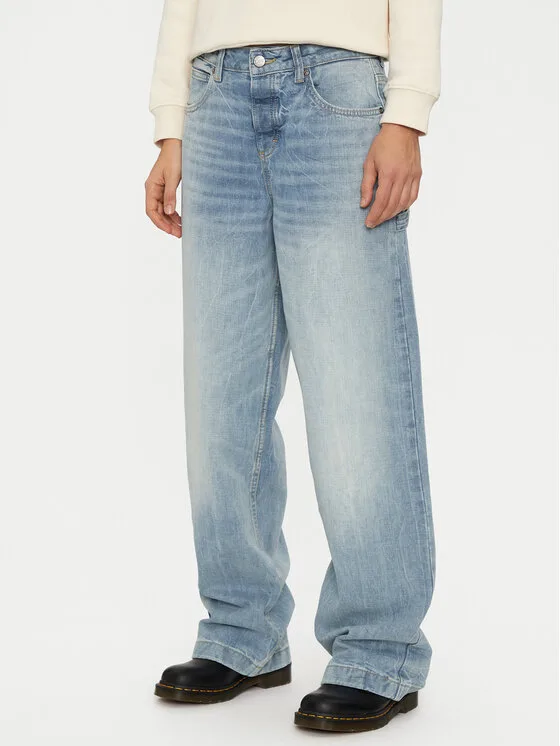 Lee Дънки Carpenter 112355208 Син Loose Fit – Дамски boyfriend дънки