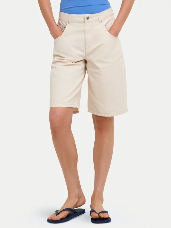 ONLY Бермуди Mate 15374734 Кремав Loose Fit – Дамски дънкови шорти
