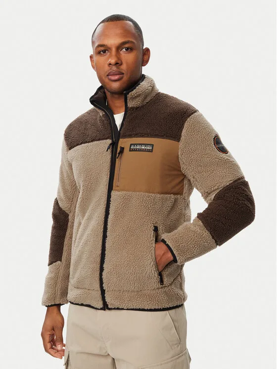 Napapijri Полар Yupik NP0A8AZU Тъмнобежов Regular Fit – Мъжки суитшърти и худита