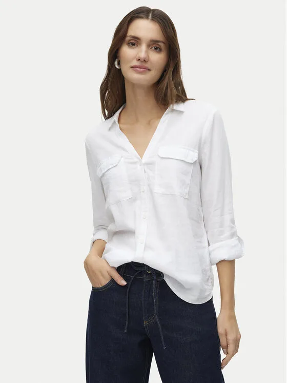 Vero Moda Риза Linn 10308407 Бял Regular Fit – Дамски ежедневни ризи