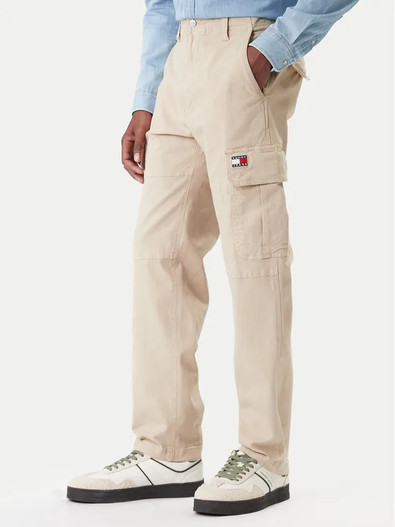 Tommy Jeans Текстилни панталони Sonny DM0DM22651 Бежов Slim Fit – Мъжки текстилни панталони