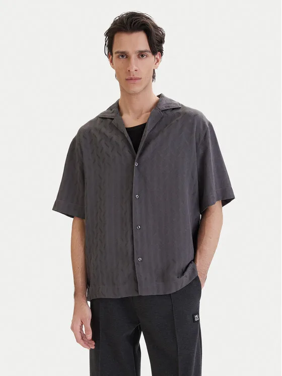HUGO Риза Espino 50560614 Сив Oversize – Мъжки ежедневни ризи