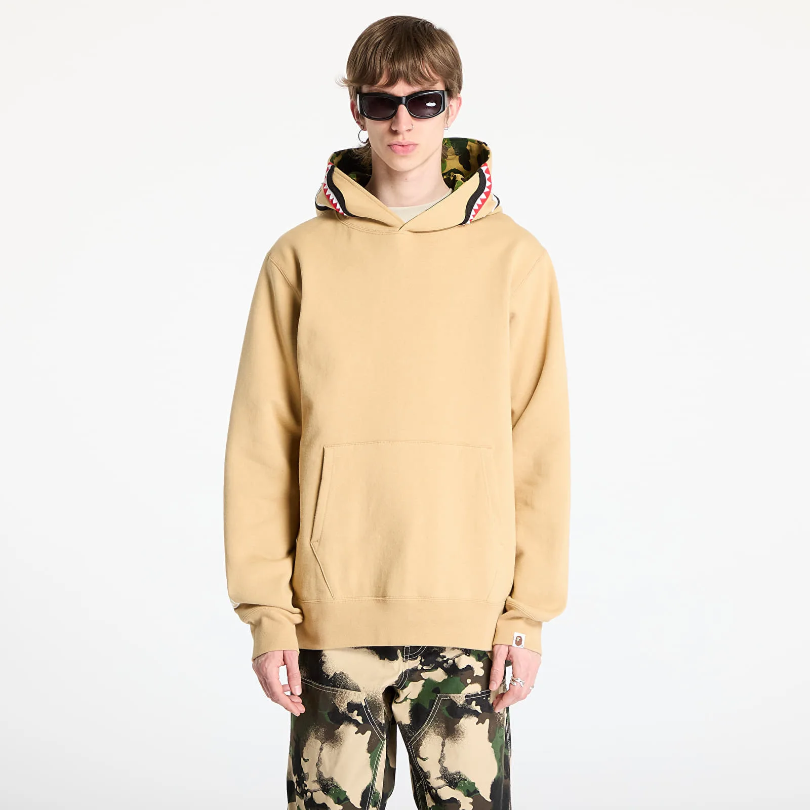 Мъжки суитшърт с качулка A BATHING APE Abc Camo Shark Pullover бежов – Beige – Мъжки худита