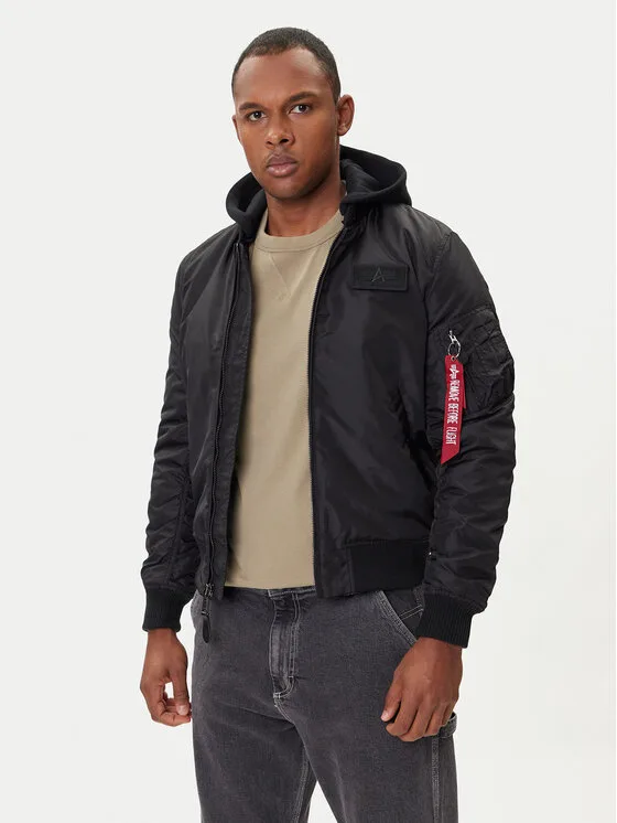 Alpha Industries Яке бомбър MA-1 TT Hood Two Tone 258100 Черен Regular Fit – Мъжки бомбър якета