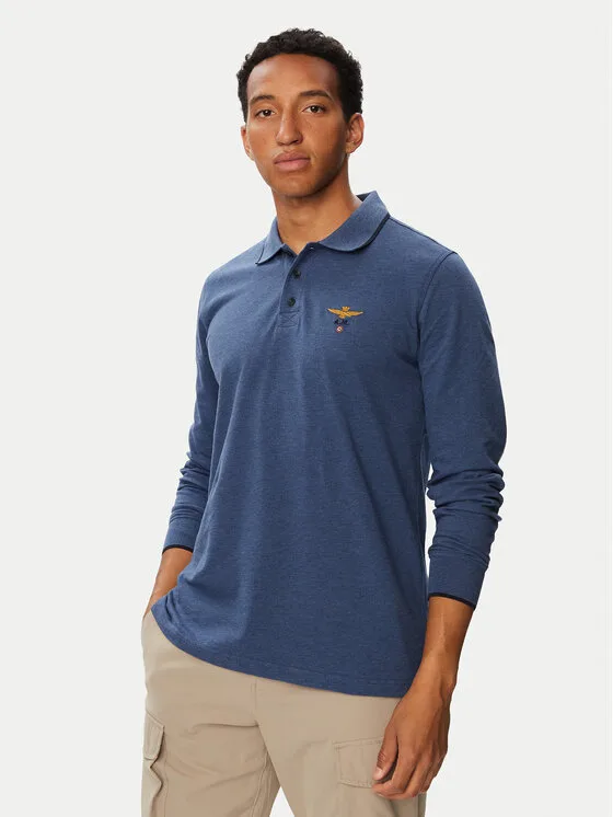 Aeronautica Militare Тениска с яка и копчета 262PO1653UP00082 Син Regular Fit – Мъжки поло тениски