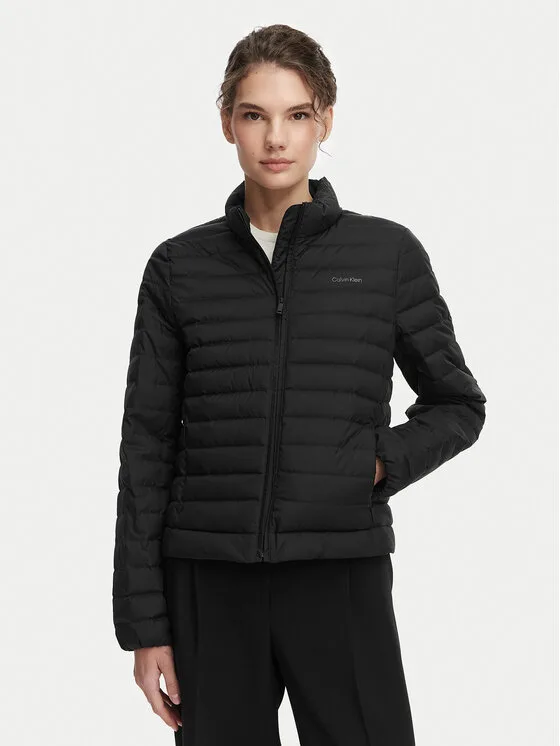 Calvin Klein Пухено яке LV044G502G Черен Regular Fit – Дамски пухени якета