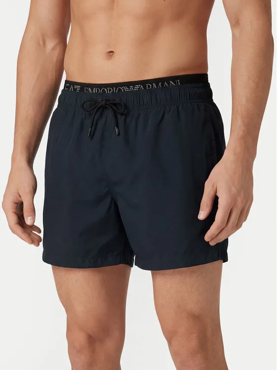 Мъжки плувни шорти EA7 Emporio Armani UB102 тъмносини – Мъжки бански