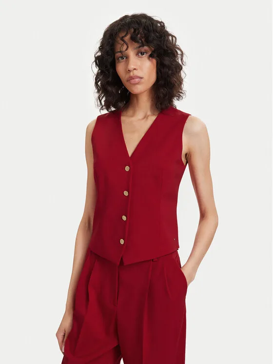 Дамски елек Tommy Hilfiger червен – Дамски елеци