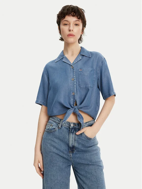 Tommy Jeans Риза DW0DW20603 Син Relaxed Fit – Дамски ежедневни ризи