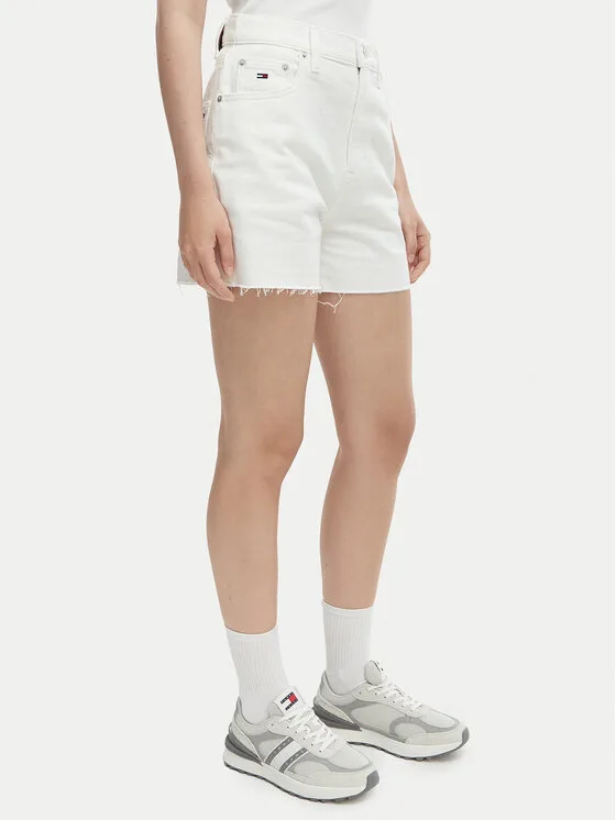 Tommy Jeans Дънкови шорти DW0DW22695 Бял Regular Fit – Дамски дънкови шорти