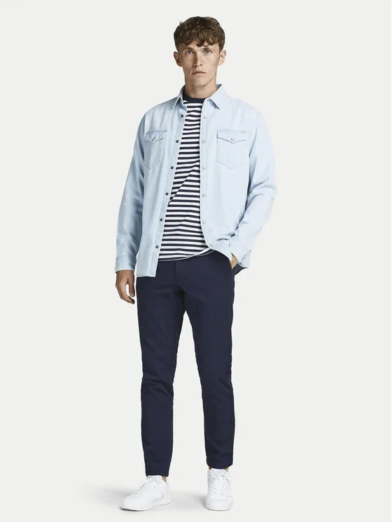 Jack & Jones Чино панталони Marco 12174309 Тъмносин Slim Fit – Мъжки чино панталони