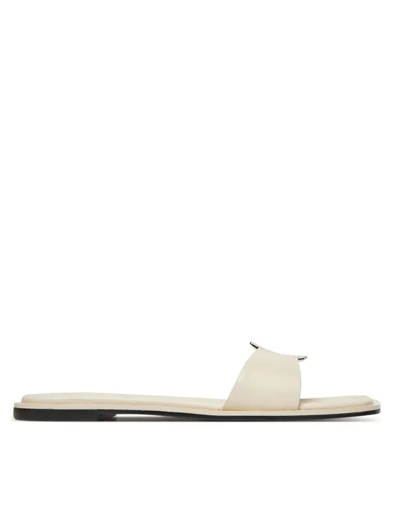 Дамски чехли Calvin Klein Flat Slide W/Ck Hw Big Lth кремави