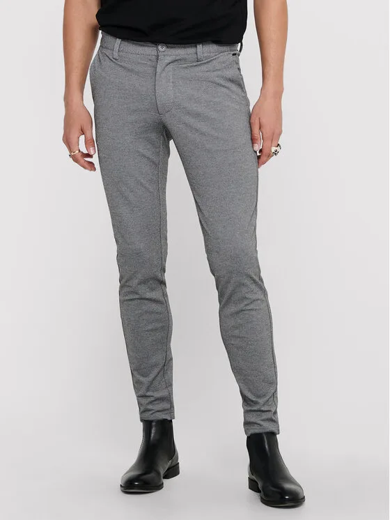 Only & Sons Чино панталони Mark 22010209 Сив Slim Fit – Мъжки чино панталони