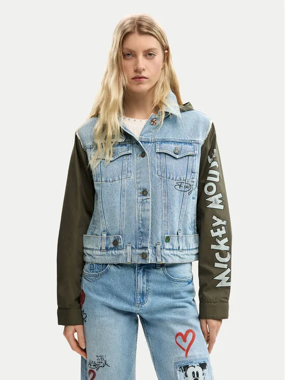 Дамско дънково яке Desigual Kiss Mic синьо – Дамски дънкови якета