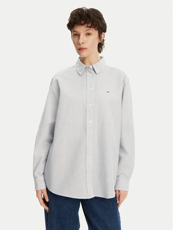 Дамска риза Tommy Jeans DW0DW20292 синя – Дамски ежедневни ризи