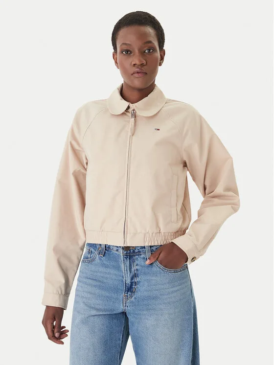 Дамско яке Tommy Jeans DW0DW20403 бежово – Дамски преходни якета