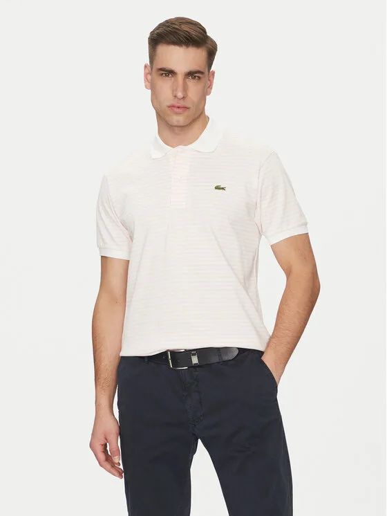 Lacoste Тениска с яка и копчета PH9753 Розов Classic Fit – Мъжки поло тениски