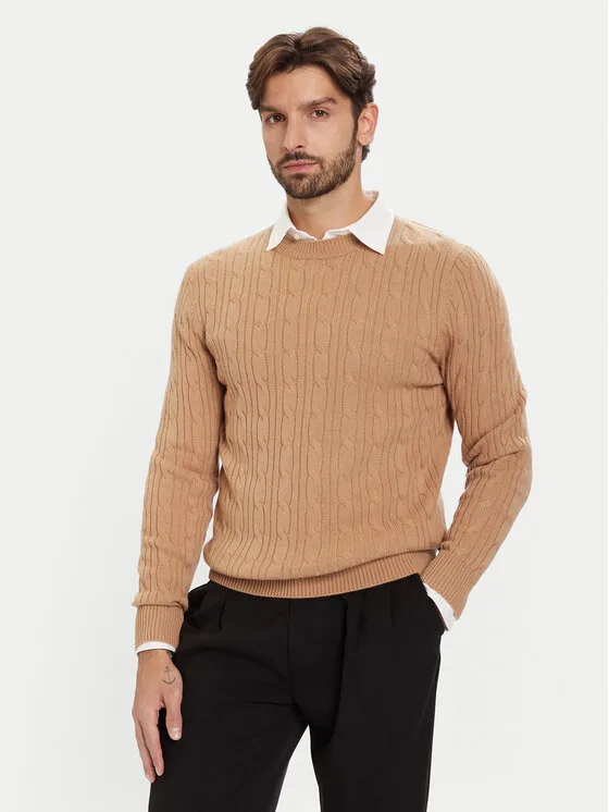 BOSS Пуловер H-Hetico 50549975 Бежов Regular Fit – Мъжки пуловери и жилетки