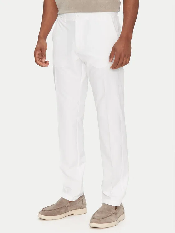 BOSS Текстилни панталони T_Commuter-Slim 50534303 Бял Slim Fit – Мъжки текстилни панталони