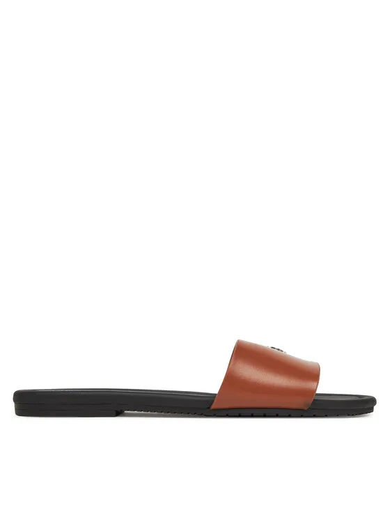 Дамски чехли Calvin Klein Jeans Flat Sandal Slide Mg кафяви