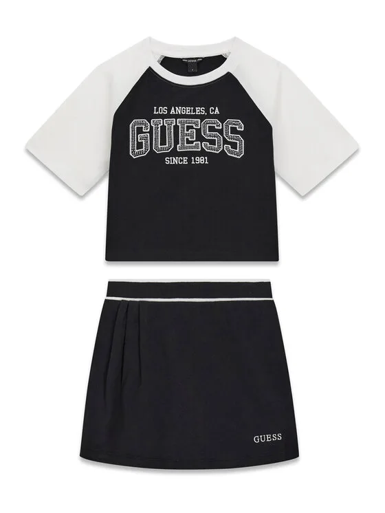 Детски комплект тишърт и поличка Guess черен – Детски комплекти