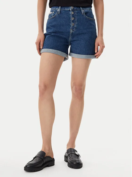 Дамски дънкови шорти Calvin Klein Jeans тъмносини