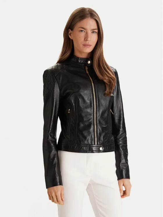Marciano Guess Кожено яке 6RGL09 7133A Черен Regular Fit – Дамски кожени якета