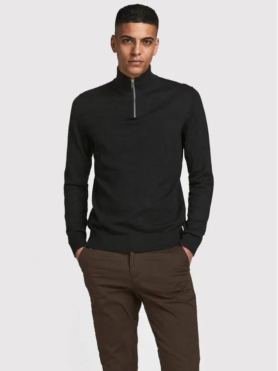 Jack & Jones Пуловер Emil 12189339 Черен Regular Fit – Мъжки пуловери и жилетки
