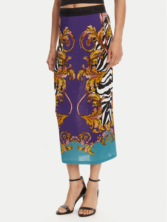 Дамска пола тип молив Versace Jeans Couture виолетова – Дамски поли тип молив