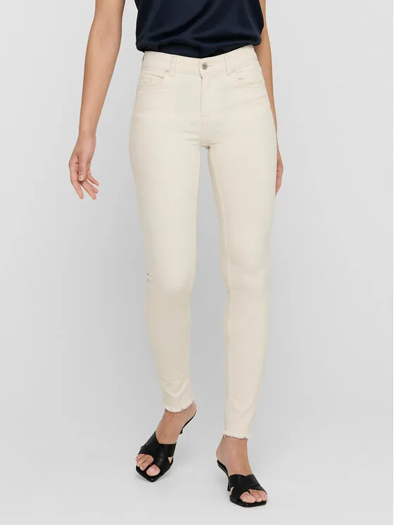 ONLY Дънки 15218655 Екрю Skinny Fit – Кремав – Дамски skinny дънки