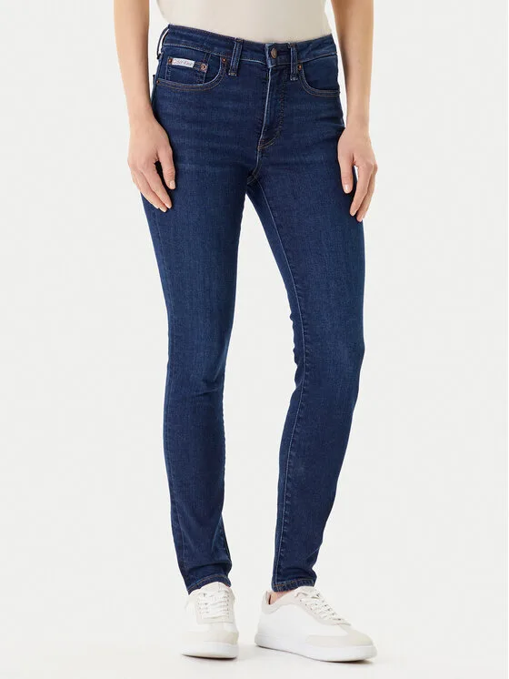 Дамски дънки Calvin Klein Jeans LV047B772G тъмносини – Дамски skinny дънки