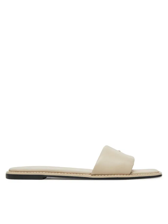Calvin Klein Чехли Flat Sandal Square Hf Lth HW0HW02652 Бежов – Дамски чехли