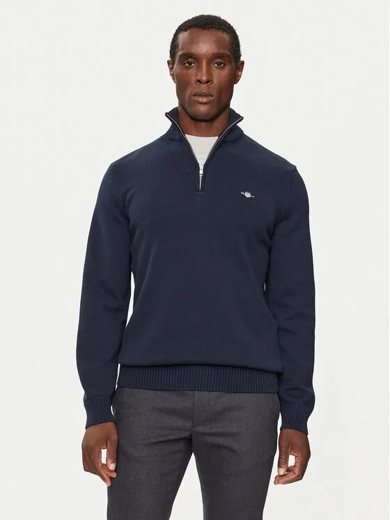 Gant Пуловер Casual Cotton Half Zip 8030170 Тъмносин Regular Fit – Мъжки пуловери и жилетки